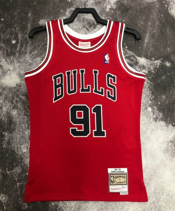 Dennis Rodman Basketball Jersey #91 Chicago Bulls 1998 Red