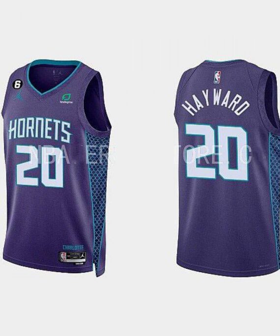 Gordon Hayward Basketball Jersey #20 Charlotte Hornets 2022-23 Statement Edition Purple