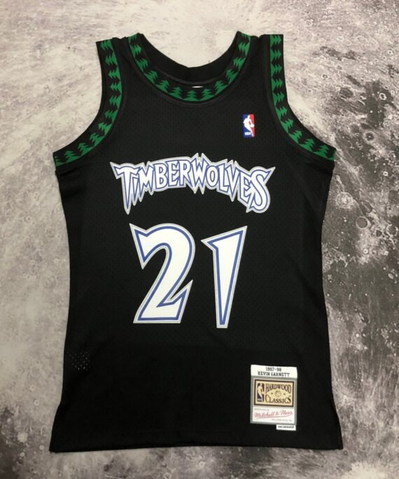 Kevin Garnett Basketball Jersey #21 Minnesota Timberwolves 1998 Black