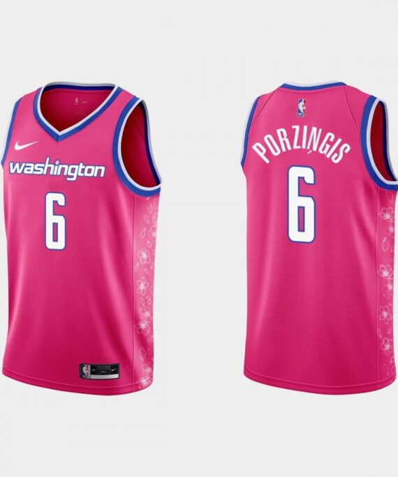 Kristaps Porziņģis Basketball Jersey #6 Washington Wizards 22/23 Pink City Edition