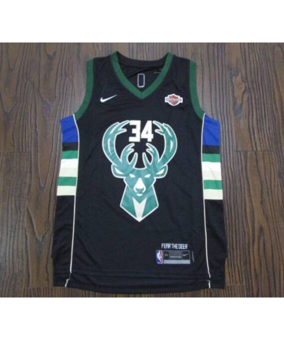 Giannis Antetokounmpo Basketball #34 Jersey Milwaukee Buck Black Child