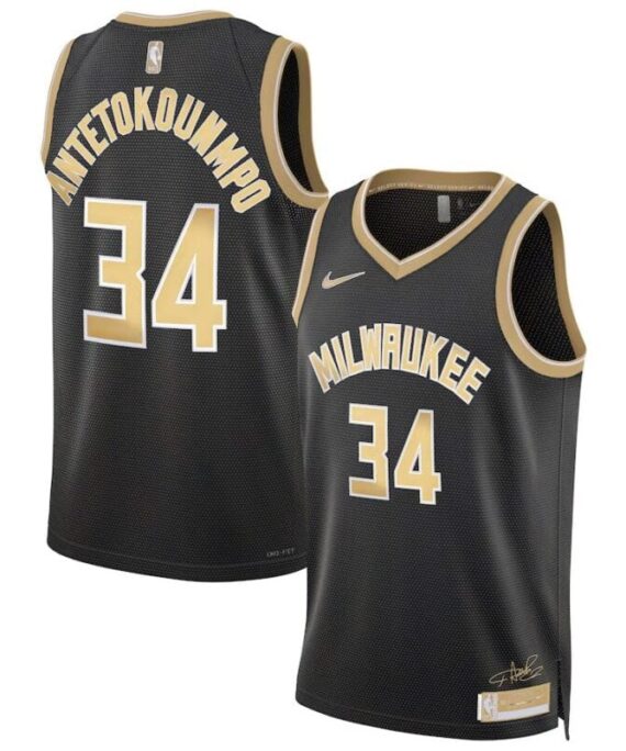 Giannis Antetokounmpo Basketball #34 Jersey NBA Black Select Series 2024