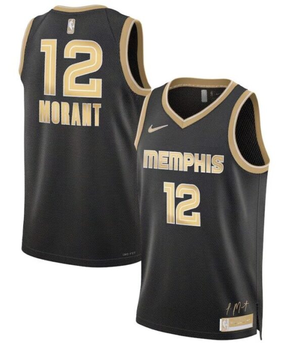 Ja Morant Basketball #12 Jersey NBA Black Select Series 2024