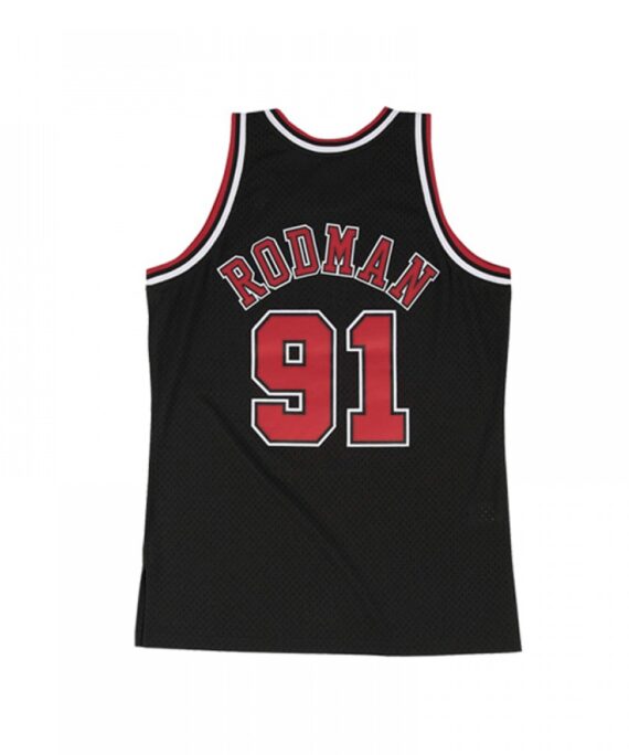 Dennis Rodman Basketball #91 Jersey Chicago Bulls Black Mitchell & Ness Edition
