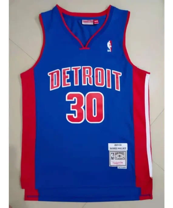 Ben Wallace Basketball Jersey #30 Detroit Pistons 2003 Blue/Red
