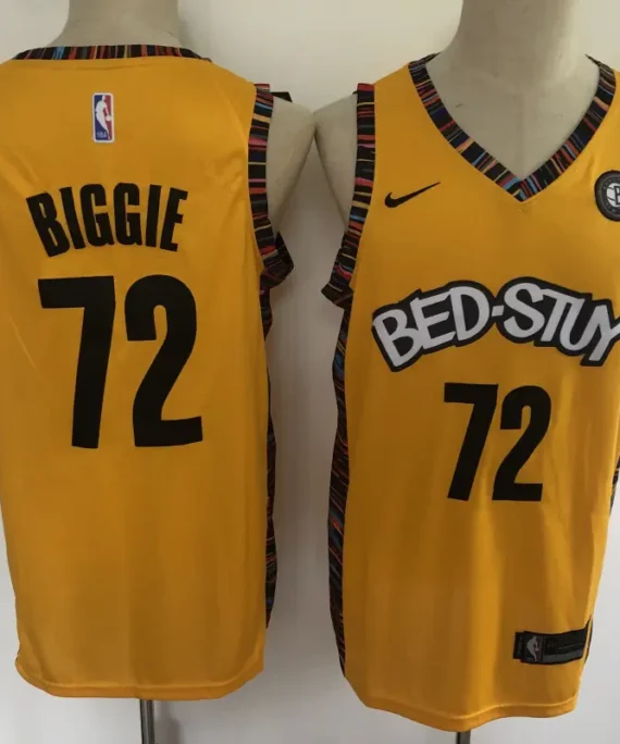 Biggie Basketball Jersey #72 Brooklyn Nets Yellow Music Edition