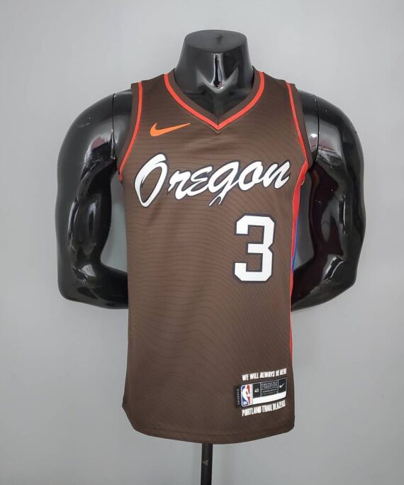 C.J. McCollum Basketball Jersey #3 Portland Trail Blazers 2021 City Edition Brown