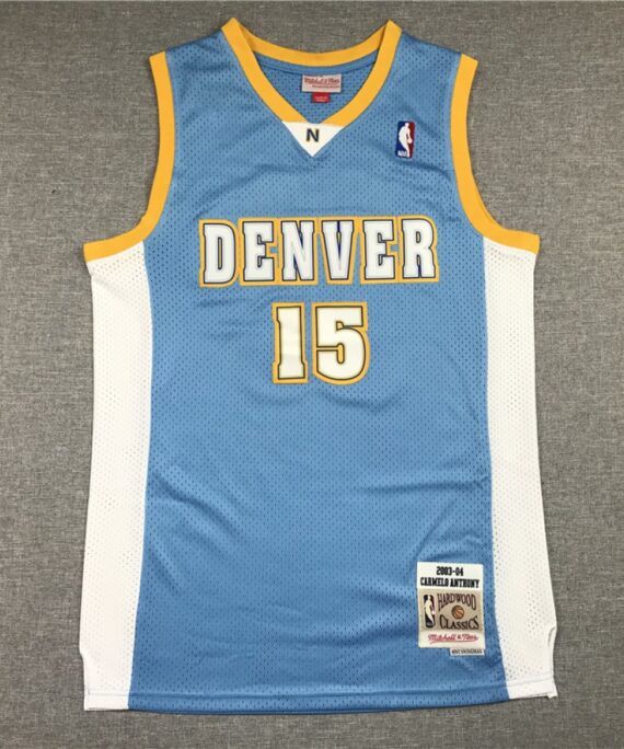 Carmelo Anthony Basketball Jersey #15 Denver Nuggets Blue Retro