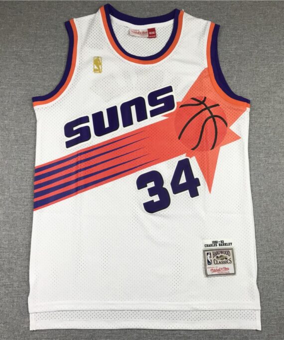 Charles Barkley Basketball Jersey #34 Phoenix Suns White Gold Tag
