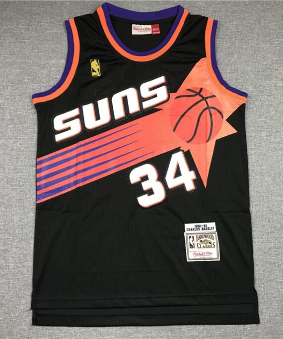 Charles Barkley Basketball Jersey #34 Phoenix Suns Black Gold Tag