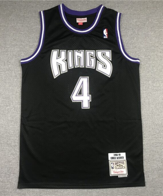 Chris Webber Basketball Jersey #4 Sacramento Kings 1998/99 Black Hardwood Classics Jersey