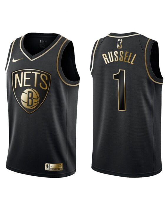 D'Angelo Russell Basketball #1 Jersey Brooklyn Nets Black Gold Edition