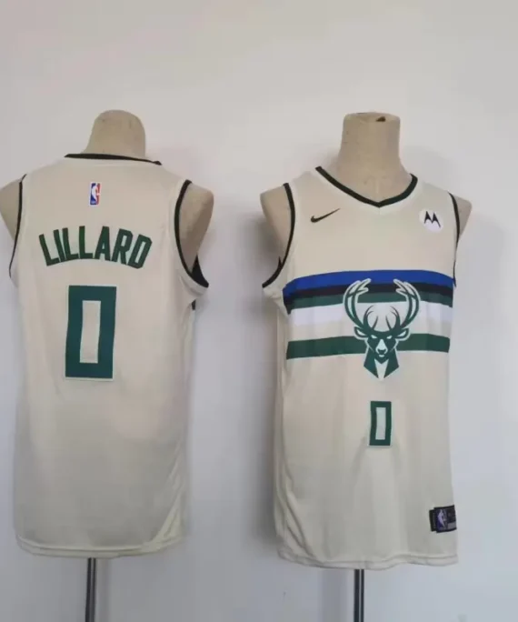 Damian Lillard Basketball Jersey #0 Milwaukee Bucks City Edition Beige
