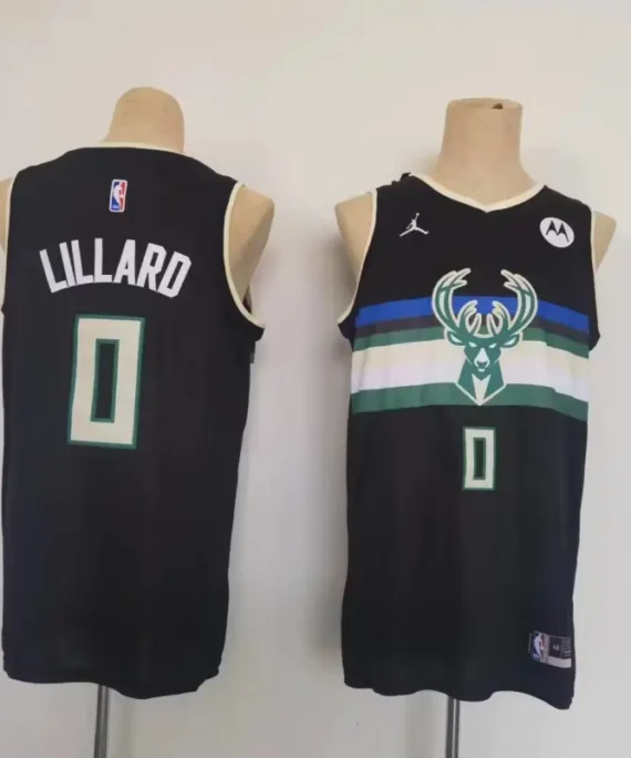 Damian Lillard Basketball Jersey #0 Milwaukee Bucks City Edition Black
