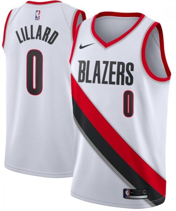 Damian Lillard Basketball Jersey #0 Portland Trail Blazers 17/18 White Association Edition
