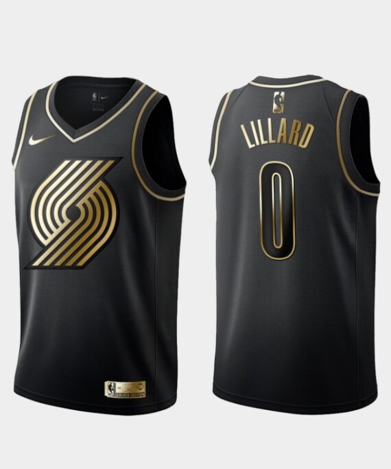 Damian Lillard Basketball Jersey #0 Portland Trail Blazers 2019 Black Gold Edition