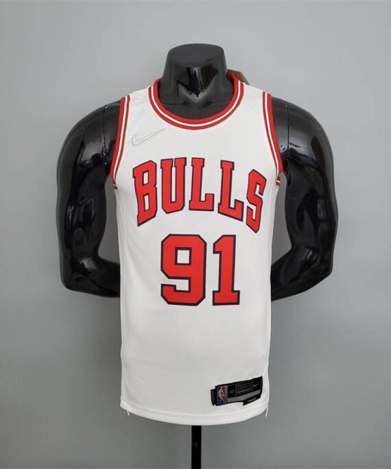 Dennis Rodman Basketball Jersey #91 Chicago Bulls 75th Anniversary Edition White