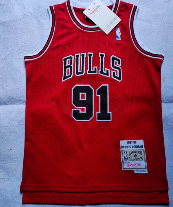 Dennis Rodman Basketball #91 Jersey Chicago Bulls Retro Red Child
