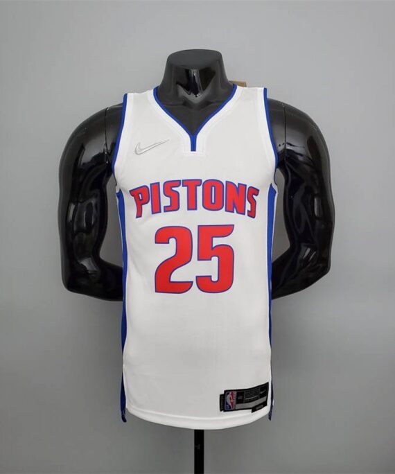 Derrick Rose Basketball Jersey #25 Detroit Pistons 75th Anniversary Edition White