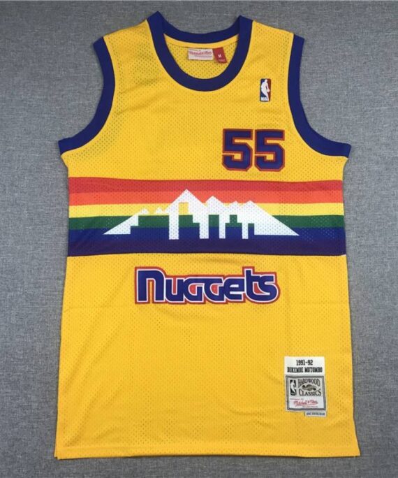 Dikembe Mutombo Basketball Jersey #55 Denver Nuggets Classic Edition Yellow