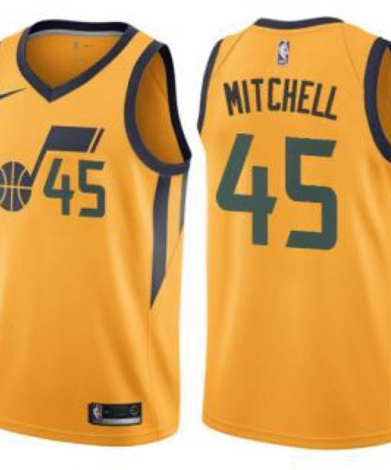 Donovan Mitchell Basketball Jersey #45 Utah Jazz 17/18 Yellow Statement Edition