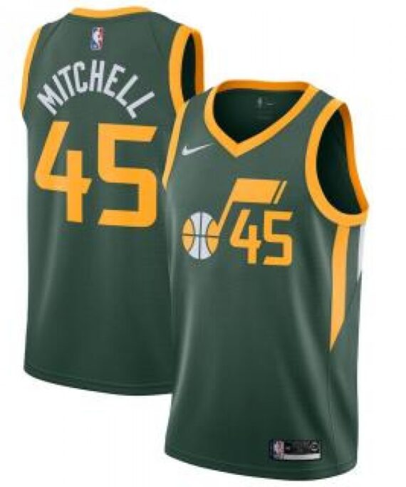 Donovan Mitchell Basketball Jersey #45 Utah Jazz 18/19 Green Earned Edition