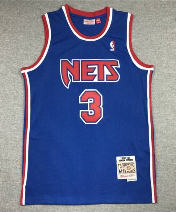 Dražen Petrović Basketball Jersey #3 Brooklyn Nets Classic Edition Blue