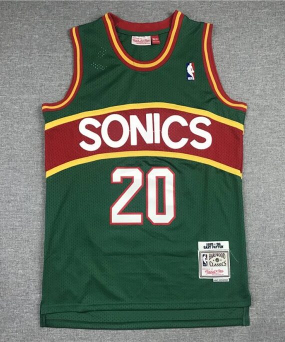 Gary Payton Basketball Jersey #20 Seattle Super Sonics Green/Red