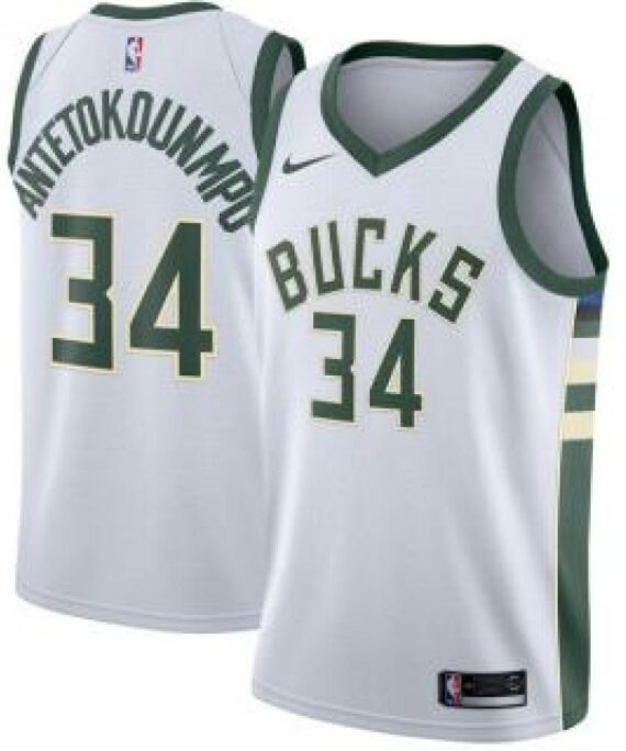 Giannis Antetokounmpo Basketball Jersey #34 Milwaukee Bucks 17/18 White Association