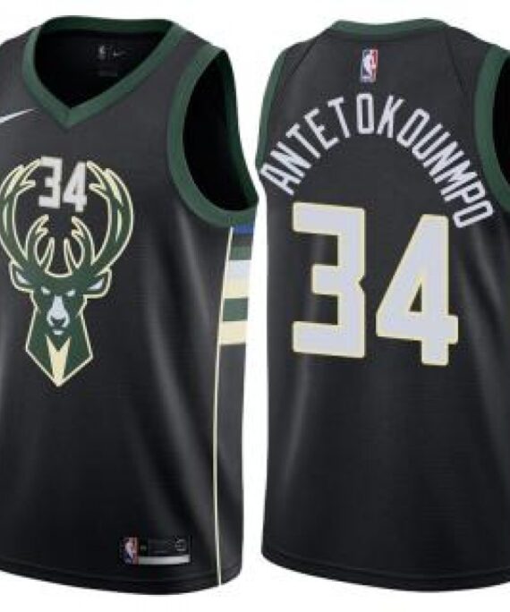 Giannis Antetokounmpo Basketball Jersey #34 Milwaukee Bucks 17/18 Black Statement