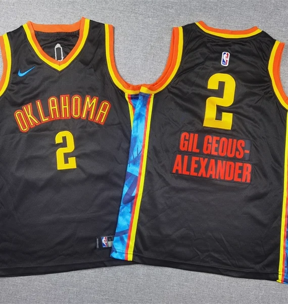 Shai Gilgeous-Alexander Basketball Jersey #2 Oklahoma City Thunder 2025 City Edition Black Kids