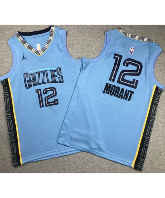 Ja Morant Basketball #12 Jersey Memphis Grizzlies 2023 Light Blue Child