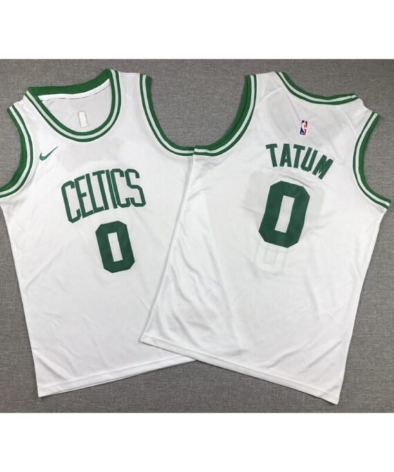 Jayson Tatum Basketball #0 Jersey Boston Celtics 75th Anniversary Edition White Child
