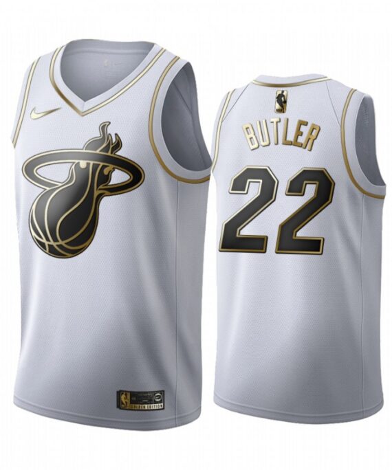 Jimmy Butler Basketball #22 Jersey Miami Heat White Gold Edition
