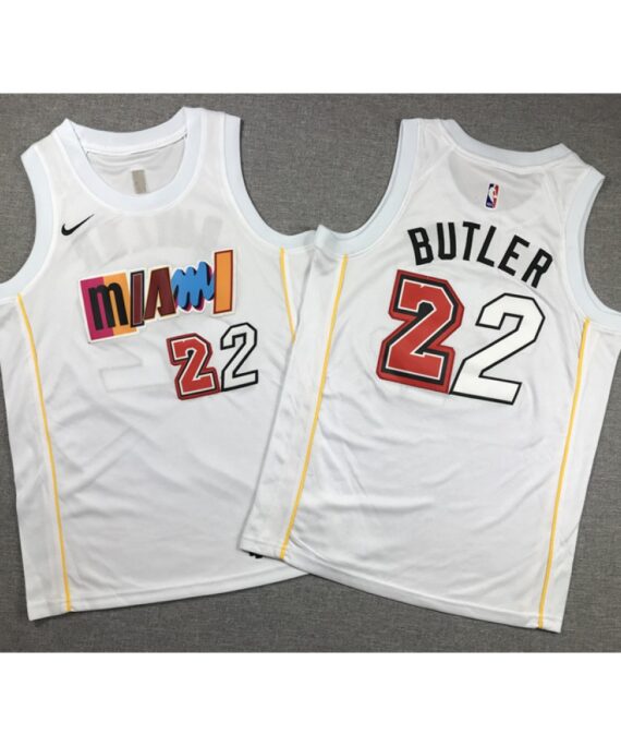 Jimmy Butler Basketball #22 Jersey Miami Heat City Edition White Child