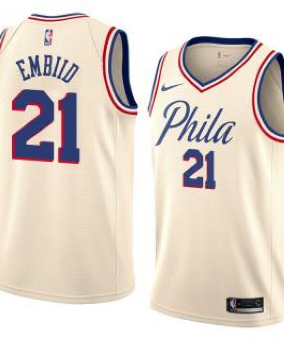 Joel Embiid Basketball Jersey #21 Philadelphia 76ers 17/18 Beige City Edition