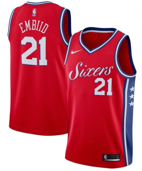 Joel Embiid Basketball Jersey #21 Philadelphia 76ers 17/18 Red Statement Edition