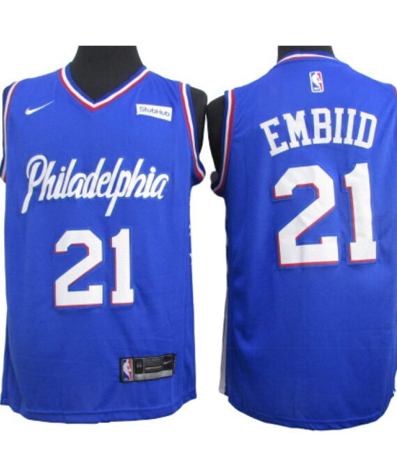 Joel Embiid Basketball Jersey #21 Philadelphia 76ers 2020 Blue