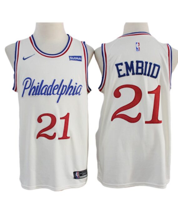 Joel Embiid Basketball Jersey #21 Philadelphia 76ers 2020 White City Edition