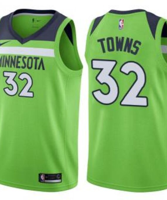 Karl-Anthony Towns Basketball #32 Jersey Minnesota Timberwolves 17/18 Green Statement