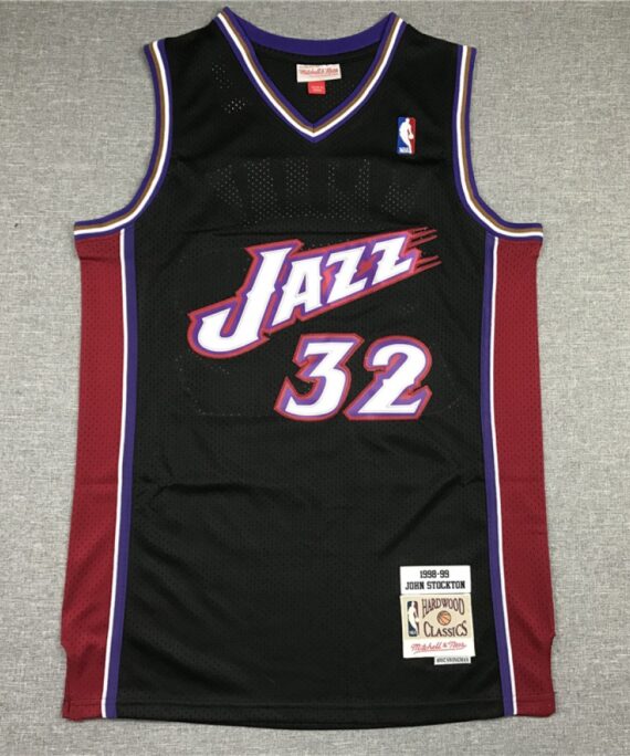 Karl Malone Basketball Jersey#32 Utah Jazz Black Retro