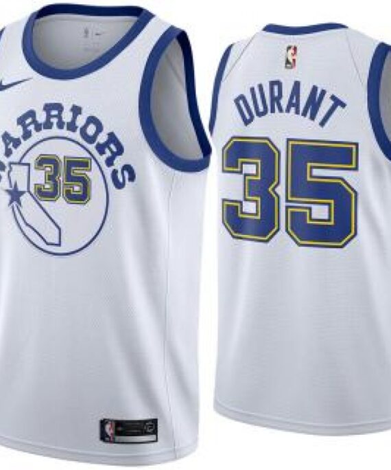 Kevin Durant Basketball #35 Jersey Golden State Warriors 18/19 White Classic Edition