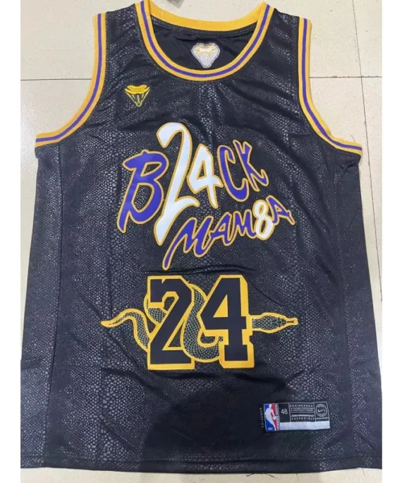 Kobe Bryant Basketball Jersey #24 Los Angeles Lakers 2025 Black with Snake Print