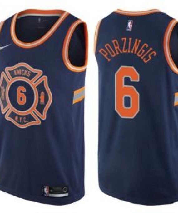 Kristaps Porziņģis Basketball Jersey #6 New York Knicks 17/18 Navy Blue City Edition