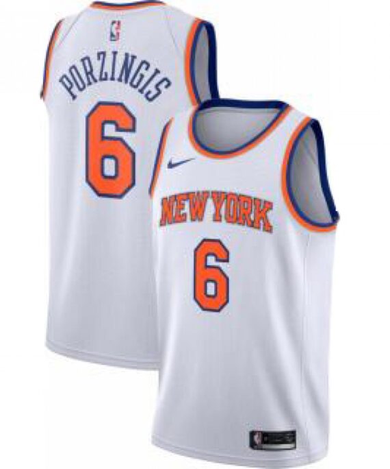 Kristaps Porziņģis Basketball #6 Jersey New York Knicks 17/18 White Association