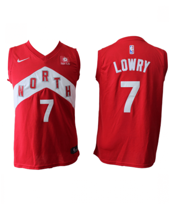 Kyle Lowry Basketball #7 Jersey Toronto Raptors 17/18 Red Earned Edition Child