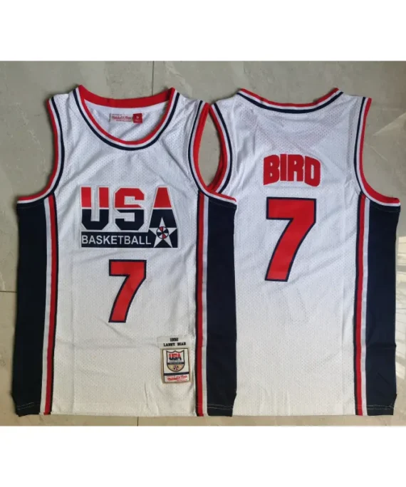 Larry Bird Basketball Jersey #7 USA 1992 White Classic Dream Team
