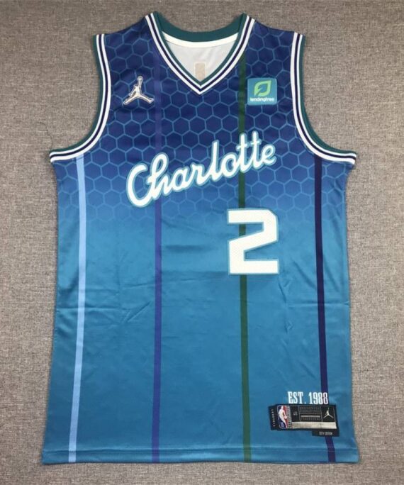 Lonzo Ball Basketball Jersey #2 Charlotte Hornets 2022 City Edition Blue