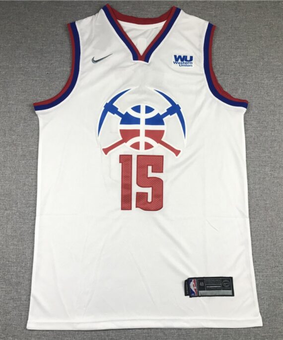 Nikola Jokić Basketball Jersey #15 Denver Nuggets White Earned Edition