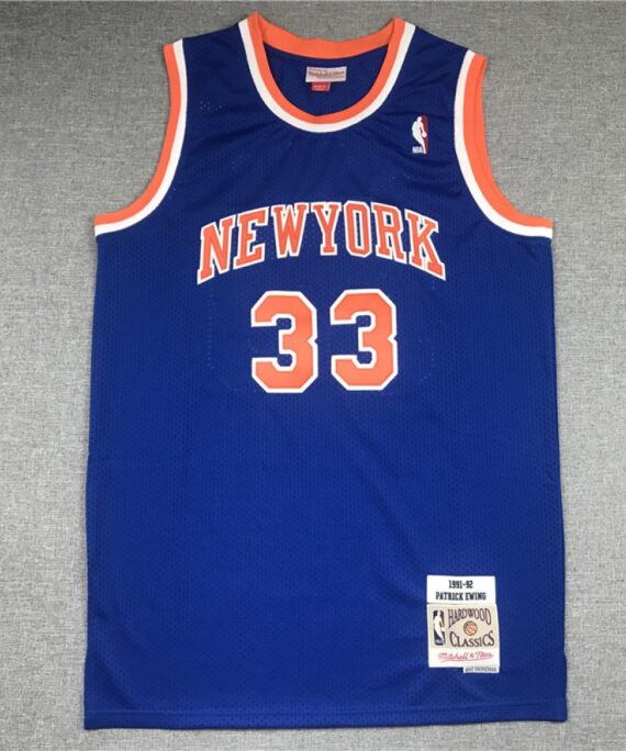Patrick Ewing Basketball Jersey #33 New York Knicks 1991/92 Blue Hardwood Classics